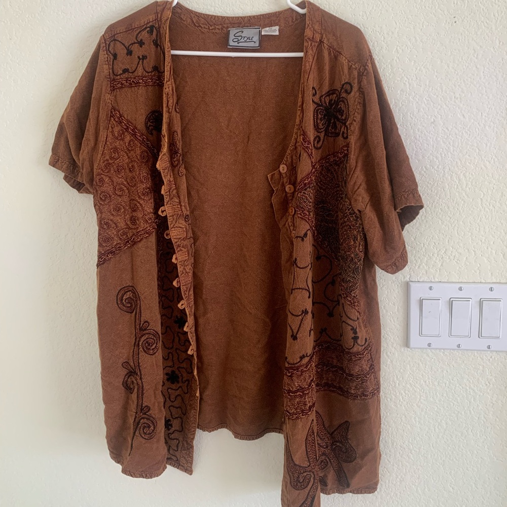 over sized button up shirt